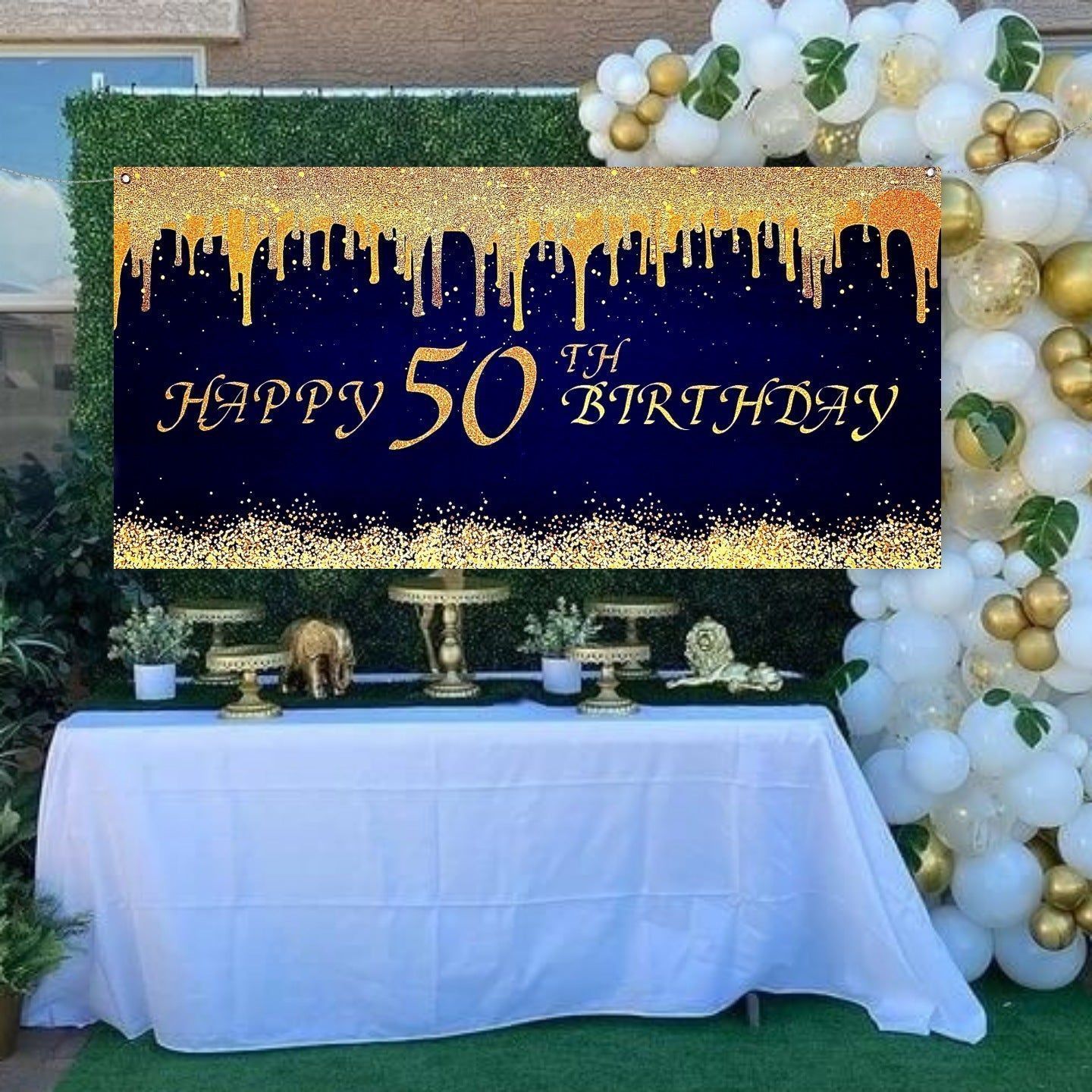 Wanna Party Happy 50th Birthday Banner - 4FT X 2FT