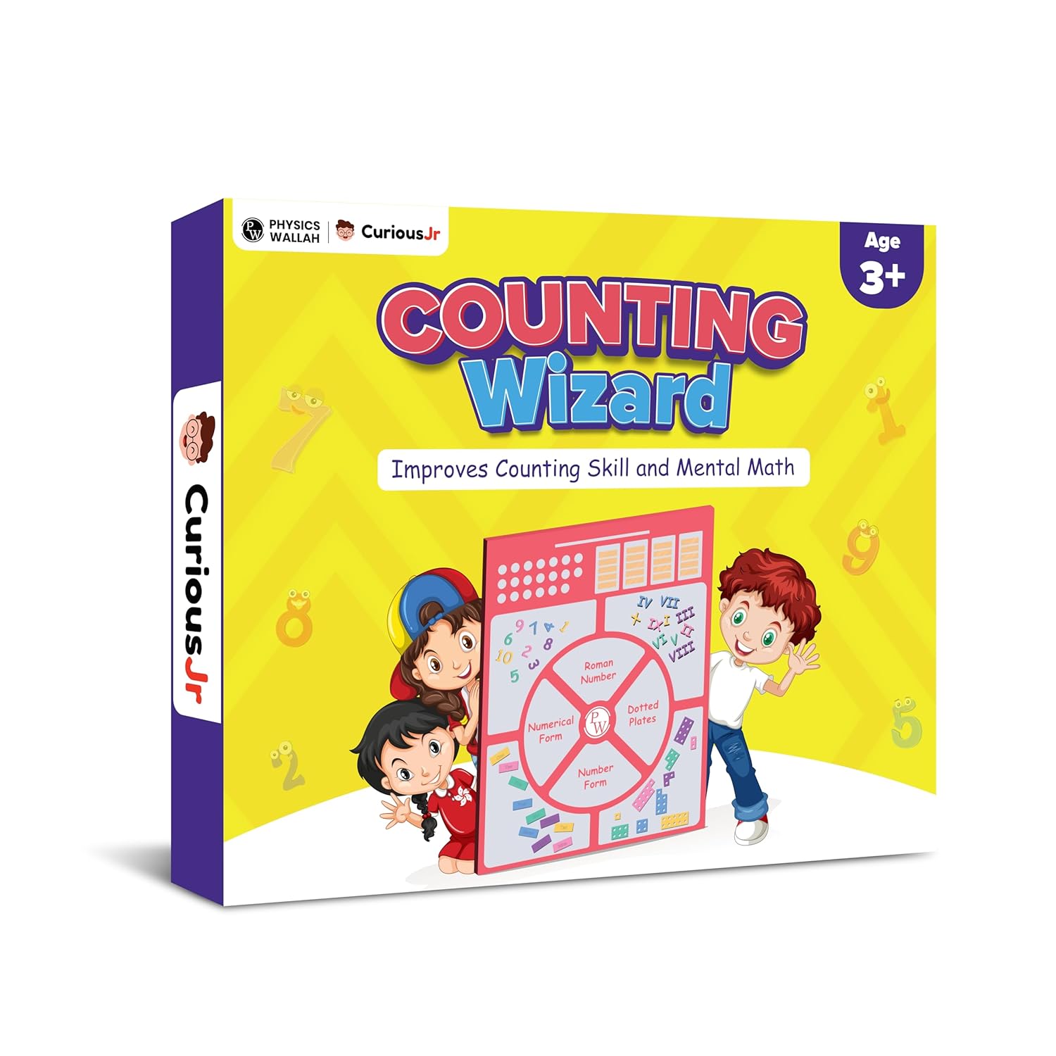 PW Curious Jr. Counting Wizard Educational Math Kit with Numbers, Counting Sticks, Word Form, Math Cards | Brain Games for Kids 2, 3, 4, 5, 6 Years- Wooden Board Puzzles and Brain Teasers