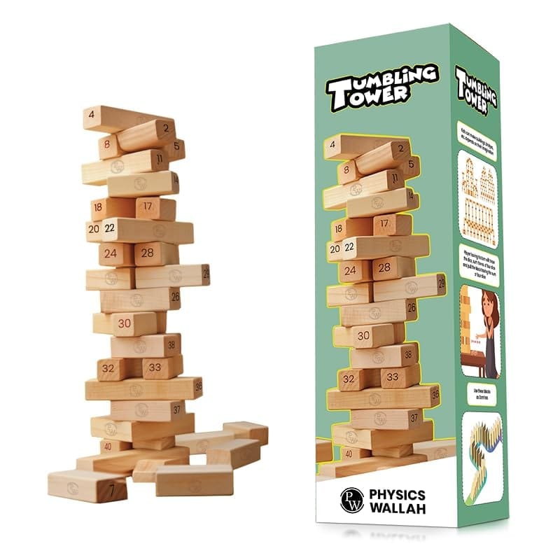 PW Curious Jr. Tumbling Tower | Strategic Block Stacking Game for Kids 6+ Adults & Family | Improve Strategic Thinking, Fine Motor Skills, Concentration | Birthday Gift for Boys & Girls