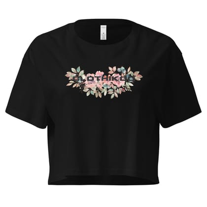 Clothikoo Women's Crop Top (Black, Flower Print)