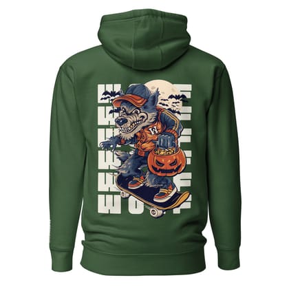 Clothikoo Premium Wolf Printed Edition Hoodie (400 GSM, Bottle Green Colour)