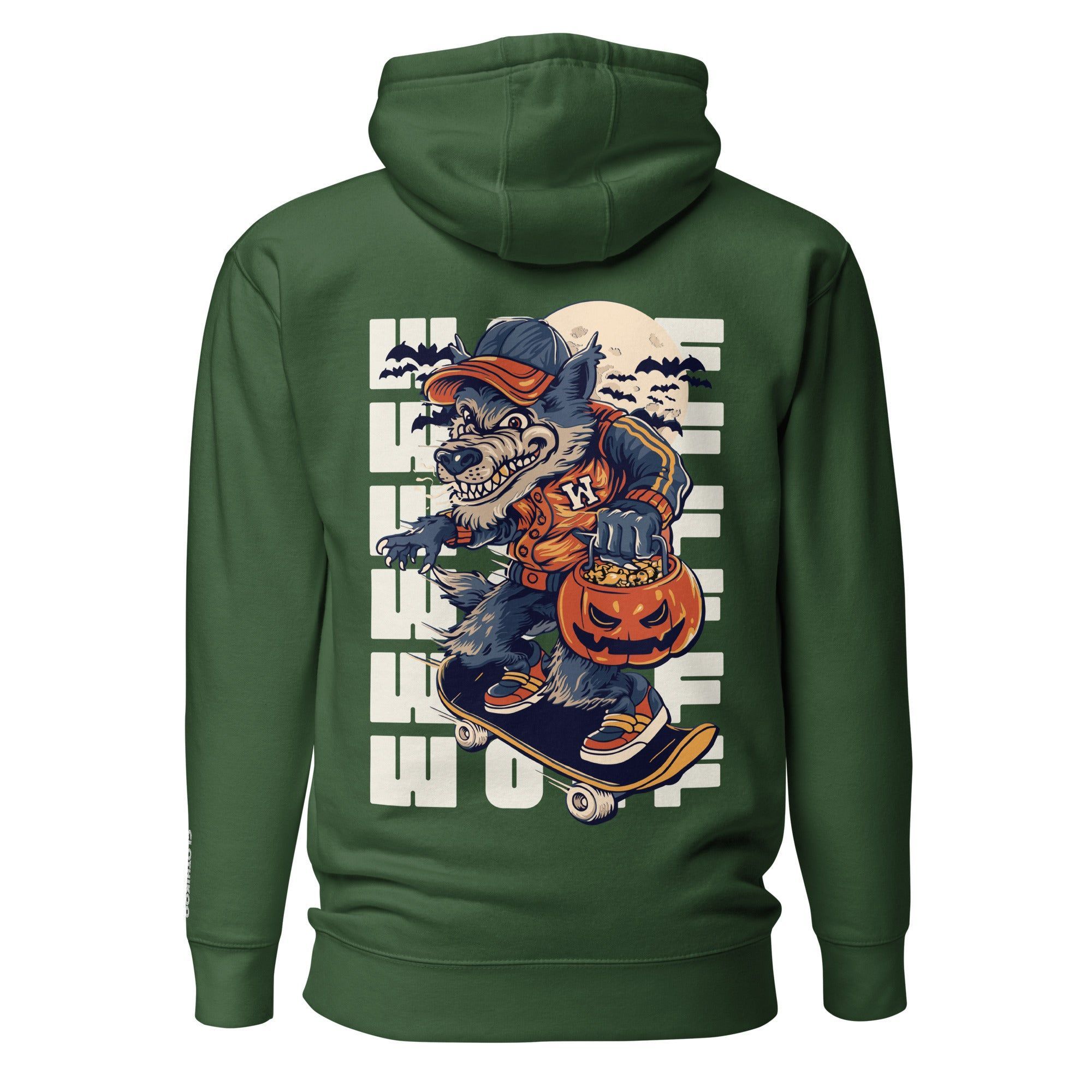 Clothikoo Premium Wolf Printed Edition Hoodie (400 GSM, Bottle Green Colour)