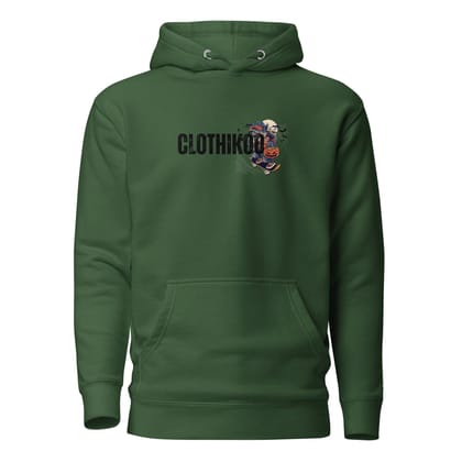 Clothikoo Premium Hoodie (Wolf Print, Bottle Green Colour)