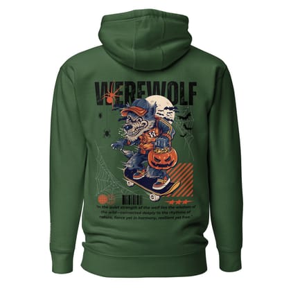 Clothikoo Premium Wolf Printed Edition Hoodie (400 GSM, Bottle Green Colour)