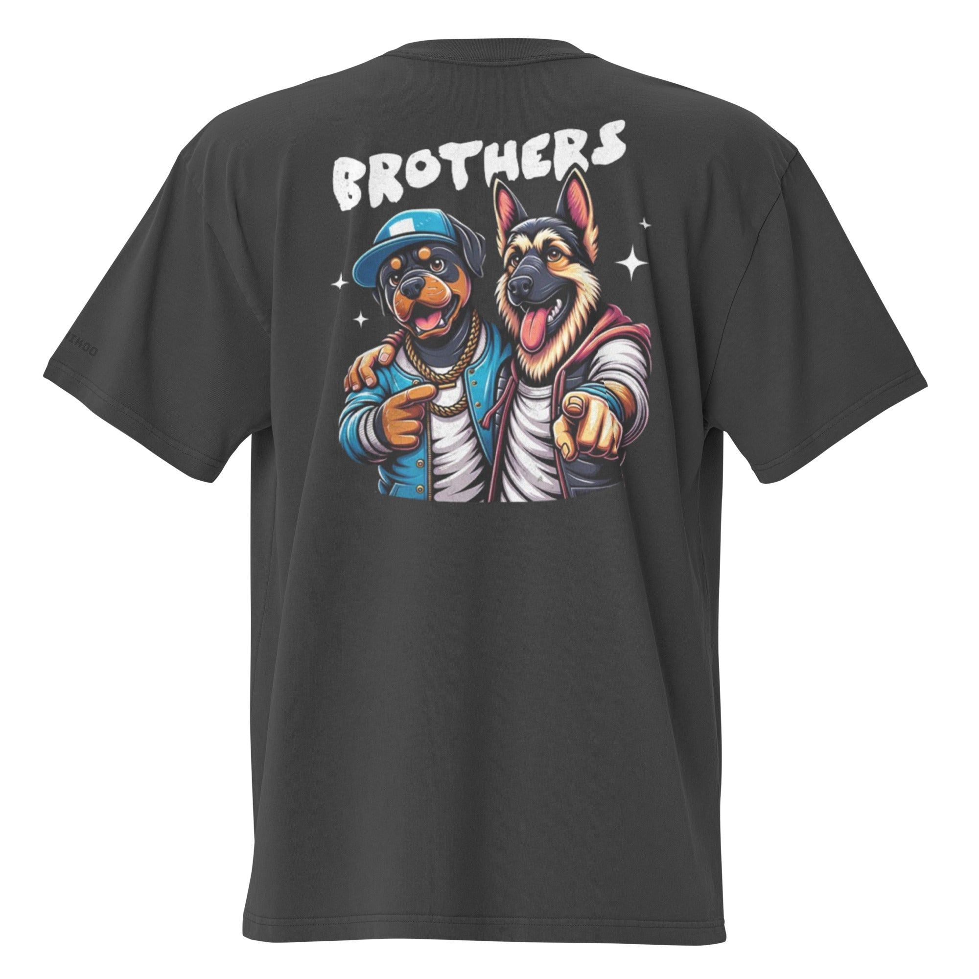 Clothikoo Premium Wolf Brothers Printed Oversized Faded T-Shirt