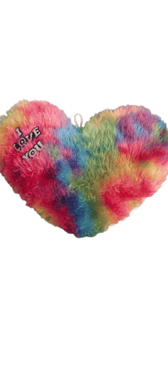 Rainbow Heart-Shaped Furry Throw Pillow