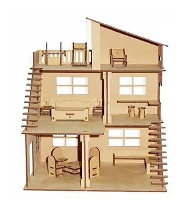 Wooden Dollhouse For Furniture Made By (Wood Color) PID50419