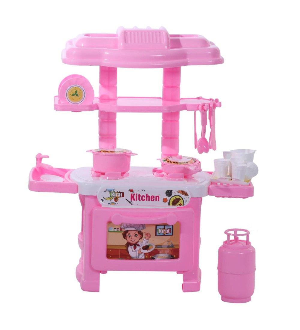 Plastic Kitchen Set For Girl And Boys 32 Pieces Little Chef Cooking Pretend Play Set Toy (Pink) PID50373