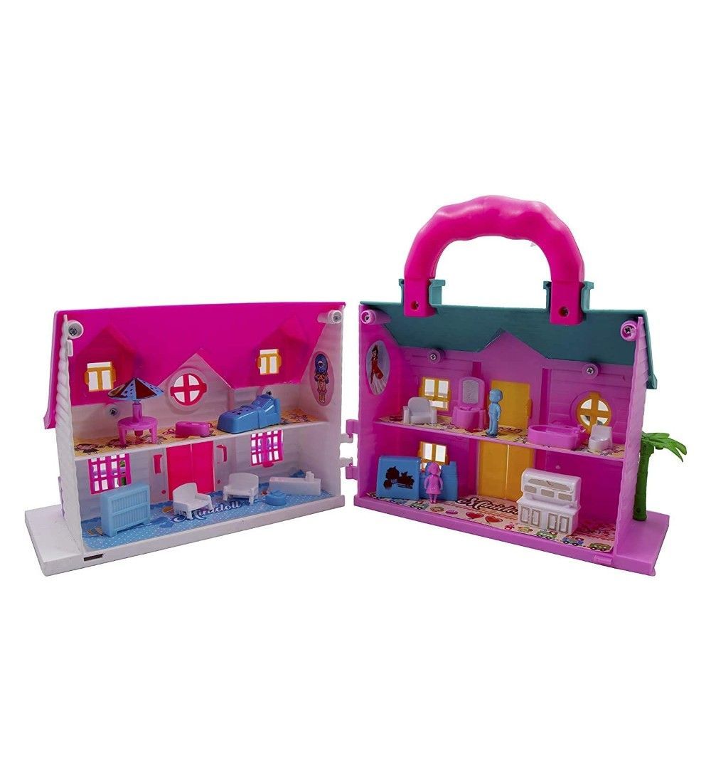 Plastic Dollhouse For Girls 2 Room Set (Pink) PID50329