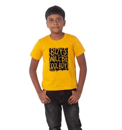 Boys Cotton Will Be Cool Half Sleeve TShirt (Mustard) PID41484