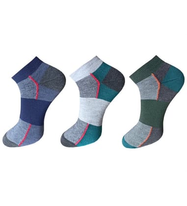 3_Pair Set Unisex Casual Cotton Striped Ankle Length Socks (Multicolor) PID54131