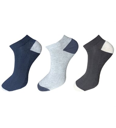 3_Pair Set Unisex Casual Cotton Solid Ankle Length Socks (Multicolor) PID54123