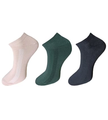 3_Pair Set Unisex Casual Cotton Solid Ankle Length Socks (Multicolor) PID54116