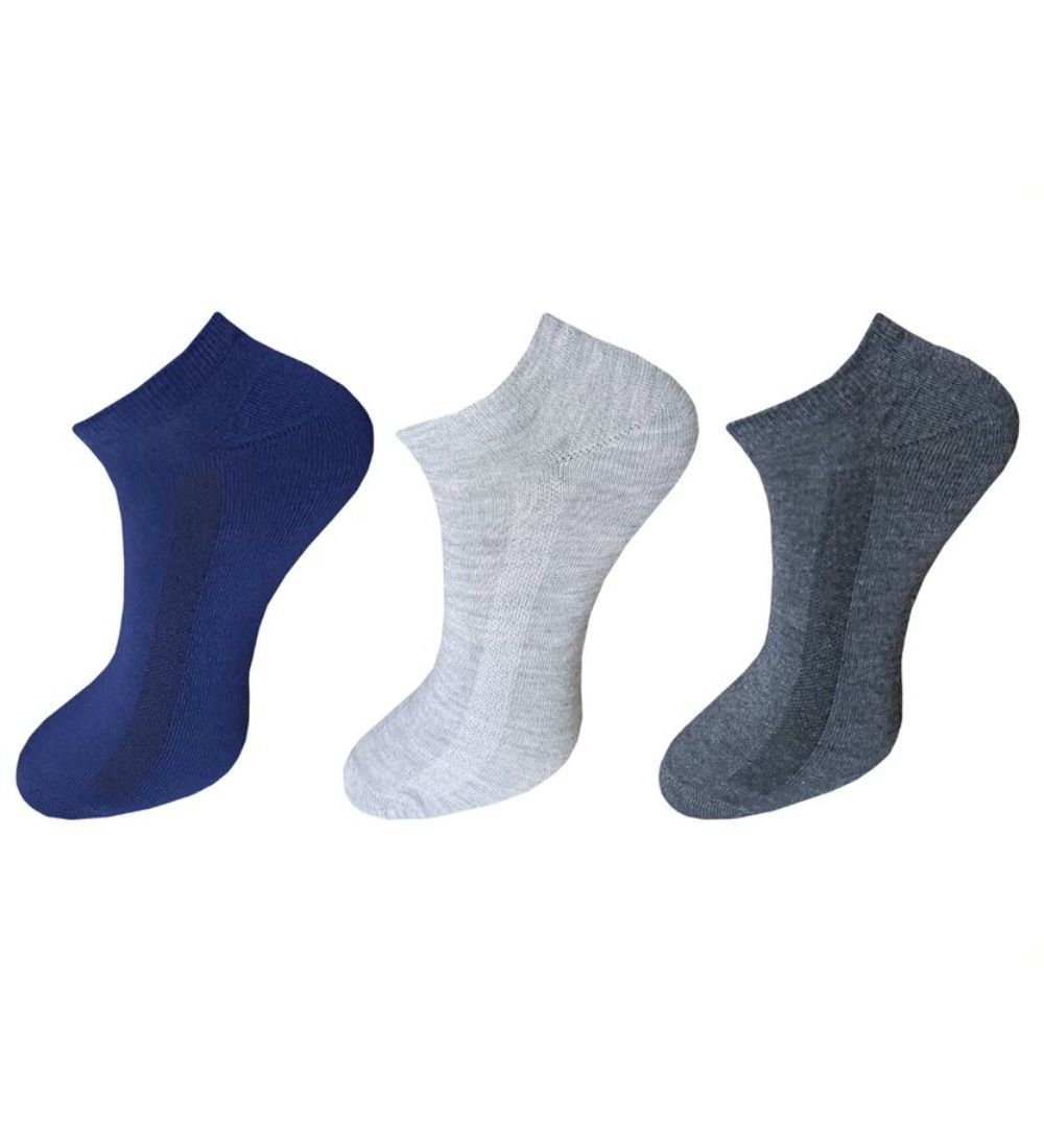 3_Pair Set Unisex Casual Cotton Solid Ankle Length Socks (Multicolor) PID54117