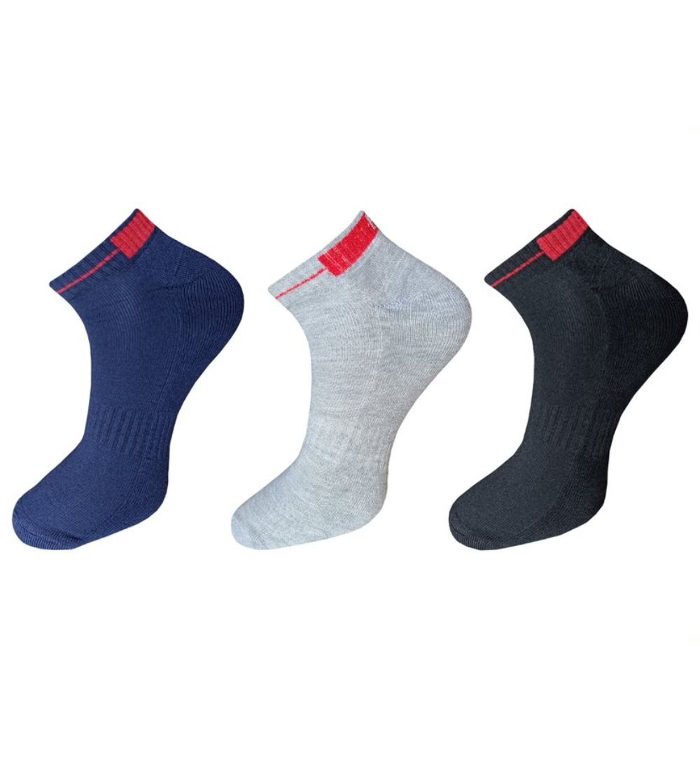 3_Pair Set Unisex Casual Cotton Solid Ankle Length Socks (Multicolor) PID54110