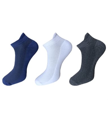 3_Pair Set Unisex Casual Cotton Solid Ankle Length Socks (Multicolor) PID54112