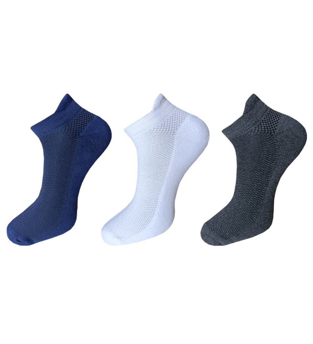 3_Pair Set Unisex Casual Cotton Solid Ankle Length Socks (Multicolor) PID54112