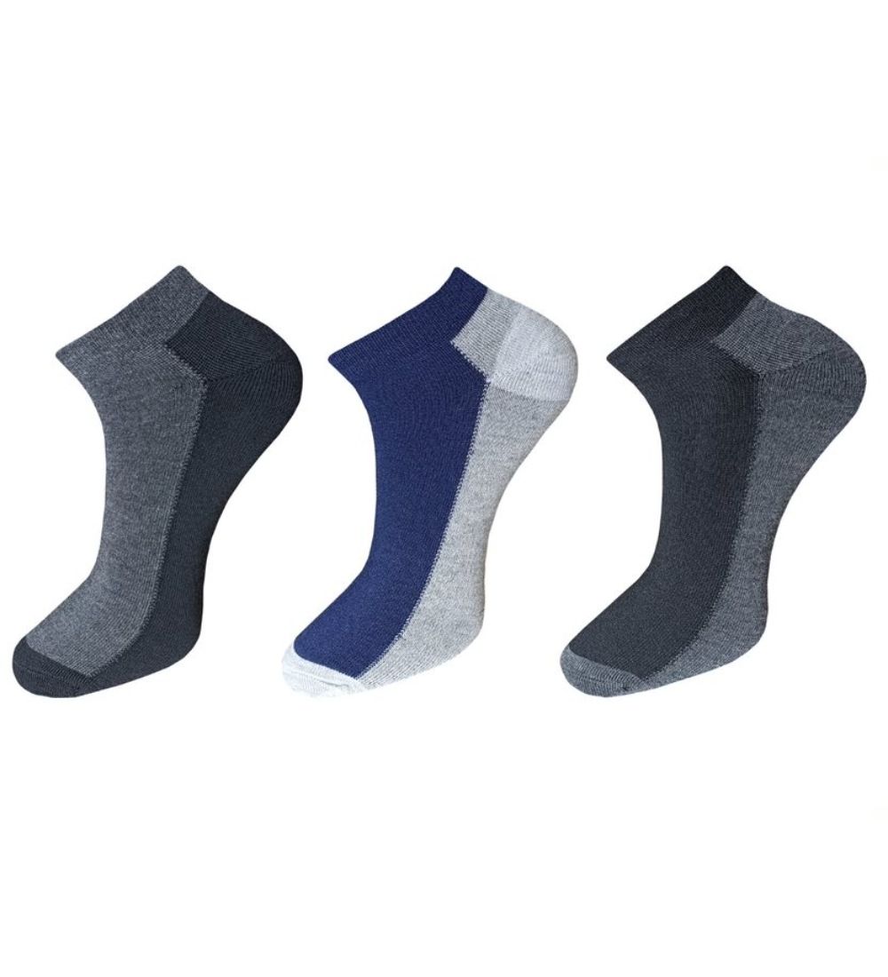 3_Pair Set Unisex Casual Cotton Solid Ankle Length Socks (Multicolor) PID54107