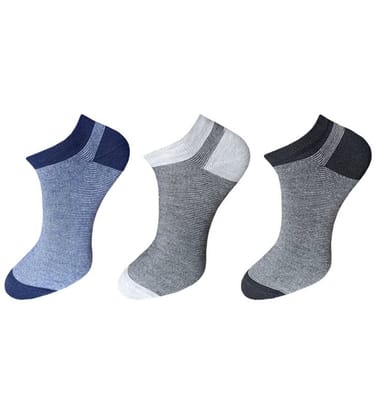 3_Pair Set Unisex Casual Cotton Striped Ankle Length Socks (Multicolor) PID54109