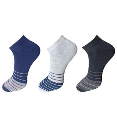 3_Pair Set Unisex Casual Cotton Striped Ankle Length Socks (Multicolor) PID54098