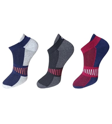 3_Pair Set Unisex Casual Cotton Striped Ankle Length Socks (Multicolor) PID54097