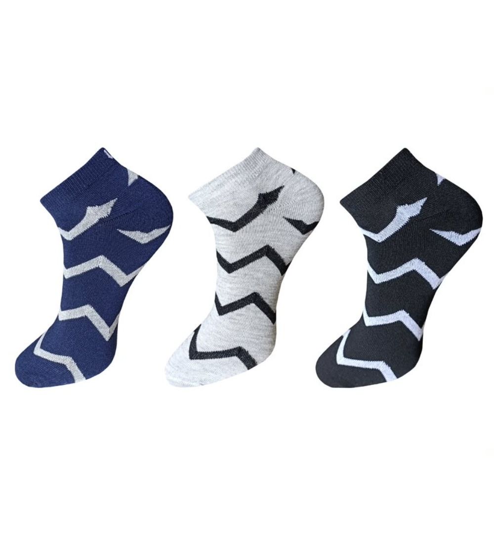 3_Pair Set Unisex Casual Cotton Printed Ankle Length Socks (Multicolor) PID54093