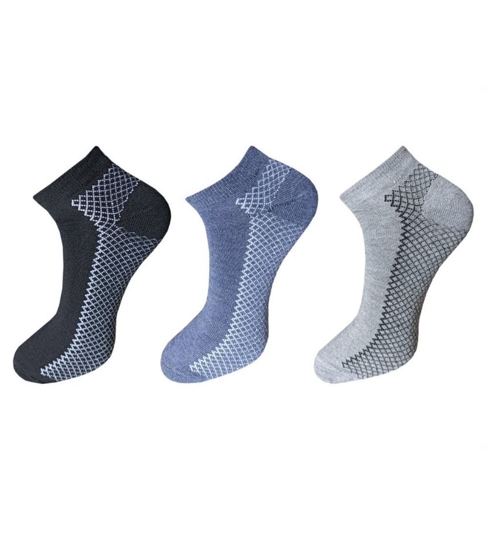 3_Pair Set Unisex Casual Cotton Printed Ankle Length Socks (Multicolor) PID54094