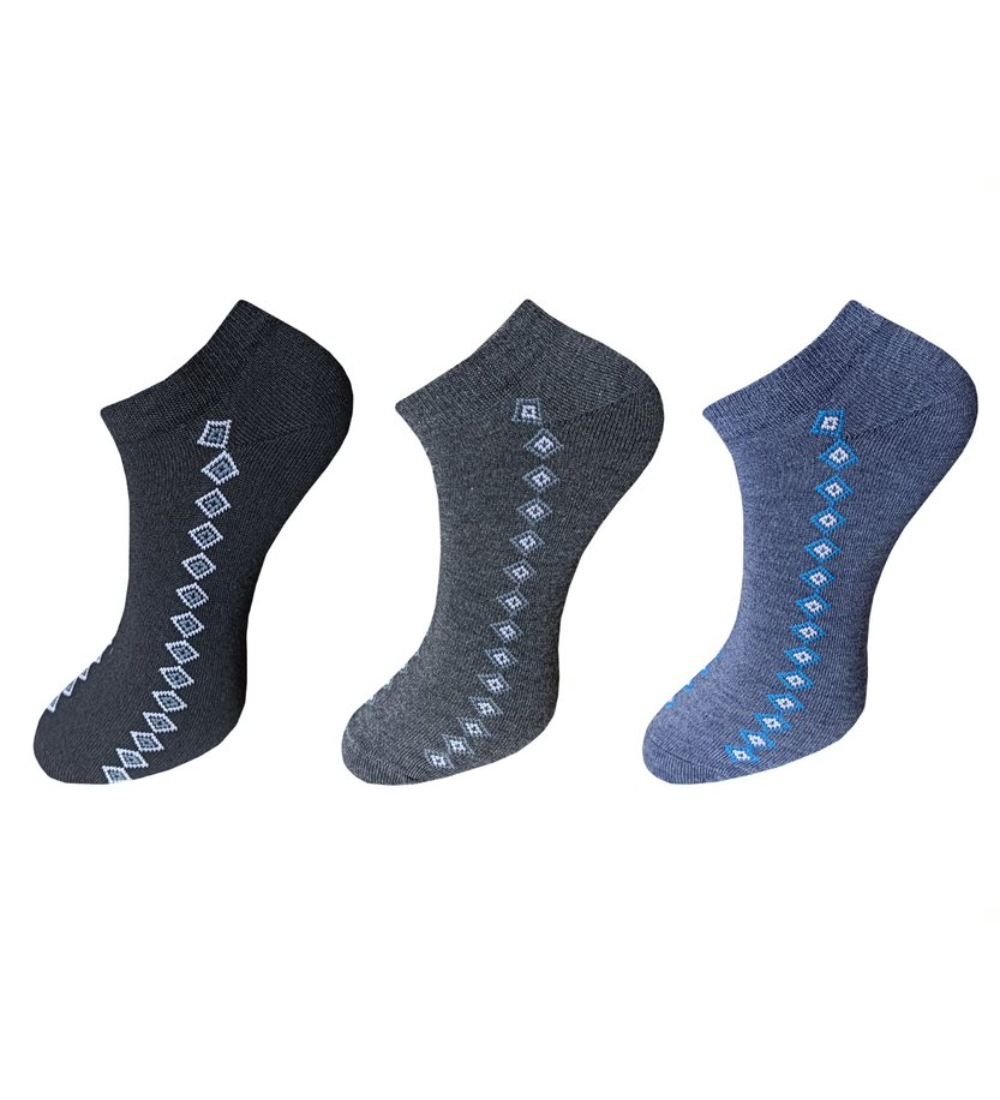 3_Pair Set Unisex Casual Cotton Printed Ankle Length Socks (Multicolor) PID54092