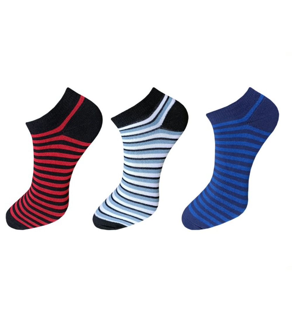 3_Pair Set Unisex Casual Cotton Striped Ankle Length Socks (Multicolor) PID54086