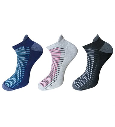 3_Pair Set Unisex Casual Cotton Striped Ankle Length Socks (Multicolor) PID54082