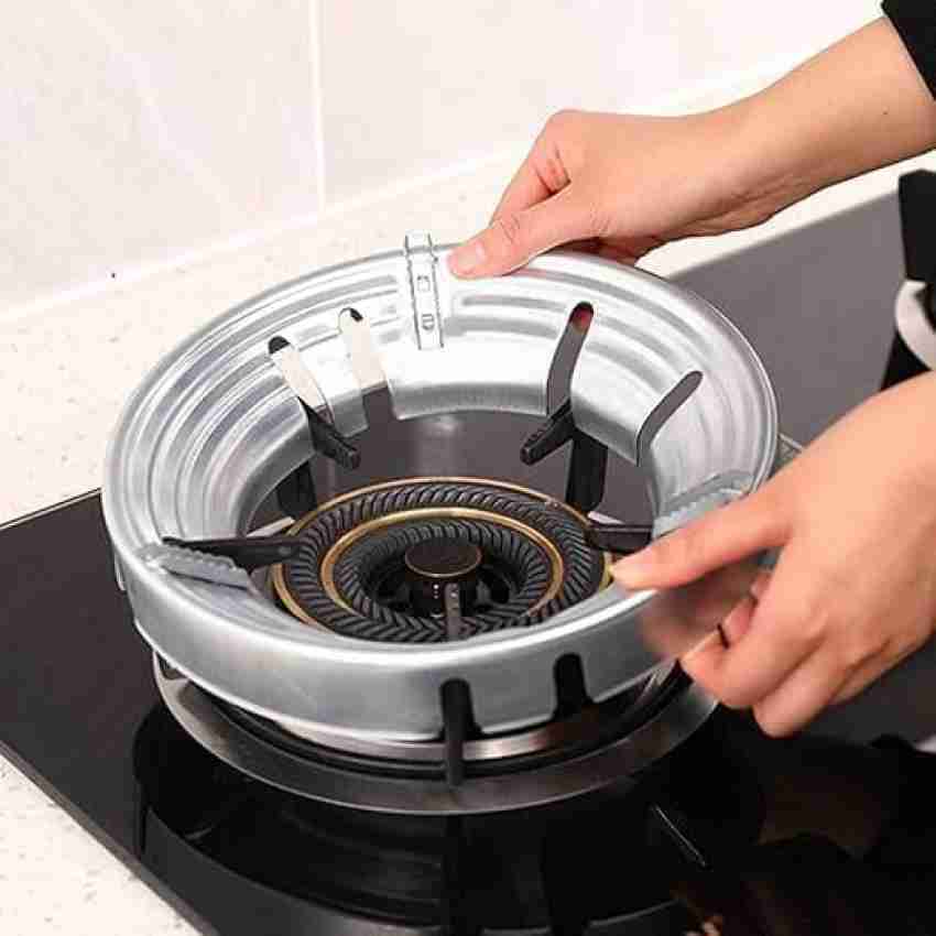  "Universal Gas Stove Burner Cover, Aluminum Alloy Heat Diffuser Flame Tamer, Heat Distribution Plate for Gas Range Cooktop, Silver, 10.2 Inches"