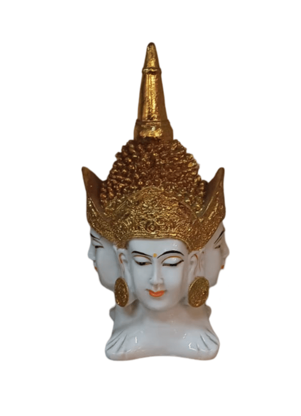 :"Four Faced Buddha Head Sculpture - Intricate Religious Decor for Home or Temple"