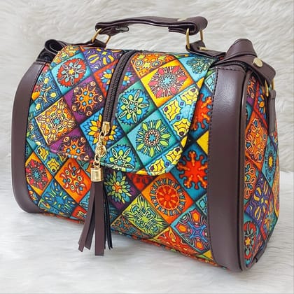 Stylish and Colorful with Intricate Patterns and Tassel Detail Sling Bag