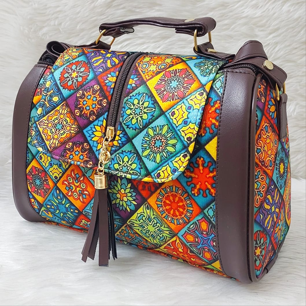 Stylish and Colorful with Intricate Patterns and Tassel Detail Sling Bag