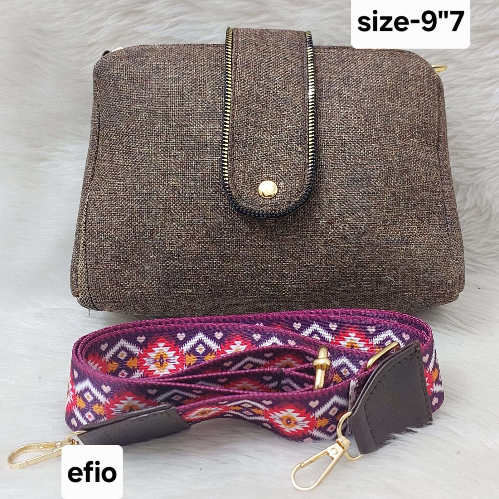 Jute Jacquard sling Bag