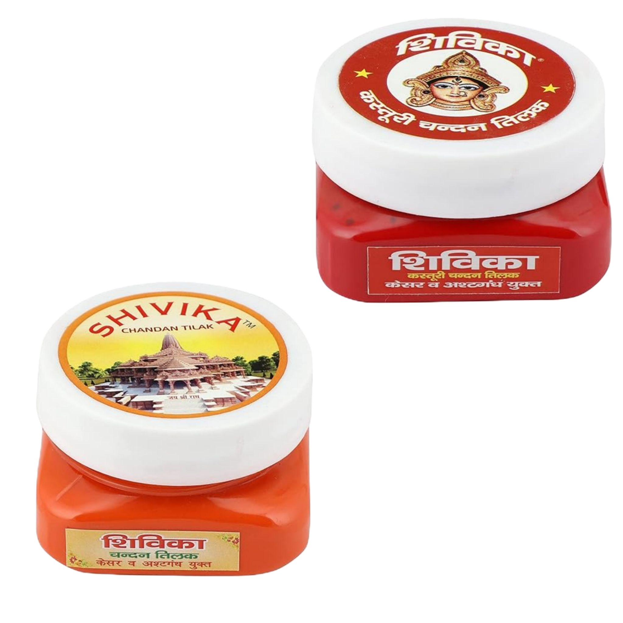 Shivika |Red|Orange Chandan Tilak Combo Pack| Sandalwood Paste| Chandan for Daily Pooja (Pack of 2)