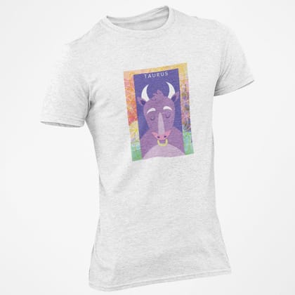 EqualLife Pure Cotton Bio-Washed T-Shirt Chest Printed-Zodiac Sign Series-2-TAURUS Design-By Zingertees-Women-EL9120090-F