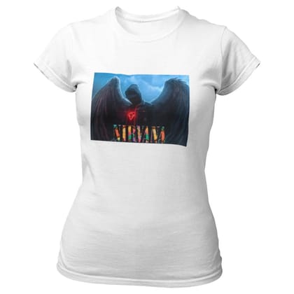 EqualLife Pure Cotton Bio-Washed T-Shirt Chest Printed-Legends Series - Tribute to Rock Band Nirvana Design No.5-by ZingerTees-Women-EL9120327-F