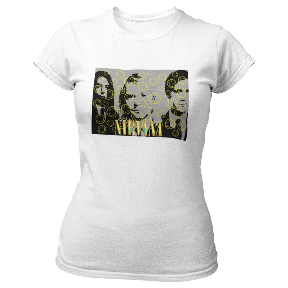 EqualLife Pure Cotton Bio-Washed T-Shirt Chest Printed-Legends Series - Tribute to Rock Band Nirvana Design No.3-by ZingerTees-Women-EL9120325-F