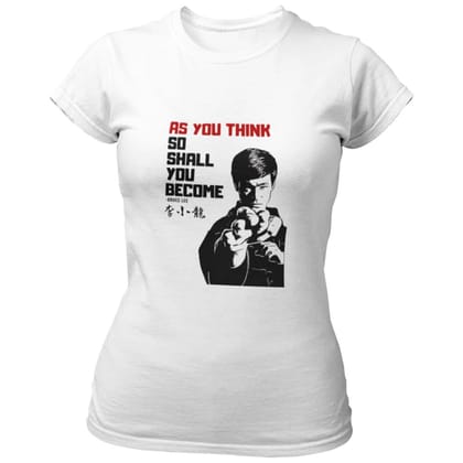 EqualLife Pure Cotton Bio-Washed Chest Printed T-Shirt - Inspirations - Bruce Lee - As You Think - by ZingerTees-Women-EL9120611-F