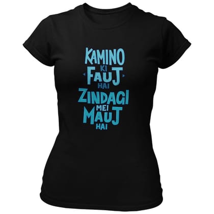 EqualLife Pure Cotton Bio-Washed Chest Printed T-Shirt - Funny Tees - Kamino Ki Fauj Design 15 - by ZingerTees-Women-EL9120633-F