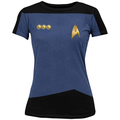 EqualLife Half Sleeves EqualLife Printed T Shirts-Super Dry fit-Sceince Fiction-Trekkie Uniform-Star-Trek-Blue-by ZingerTees-Women-EL9120476-M