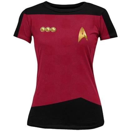 EqualLife Half Sleeves EqualLife Printed T Shirts-Super Dry fit-Sceince Fiction-Trekkie Uniform-Star-Trek-Red-by ZingerTees-Women-EL9120477-M