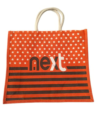  NEXT Orange and White Striped Jute Bag