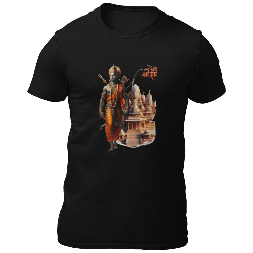 EqualLife Pure Cotton Bio-Washed Chest Printed T-Shirt - Hindu God - Lord Ram Design 6 - by ZingerTees-Men-EL9120550-M