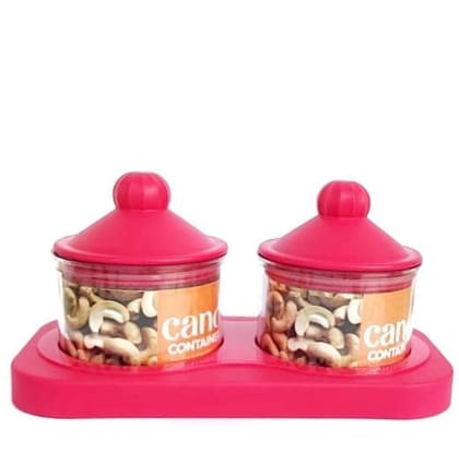 Rajwadi Container Set - 2-Piece Plastic Jar with Airtight Lids and Removable Tray - Perfect for Storing Sweets, Nuts, and More - Dishwasher Safe