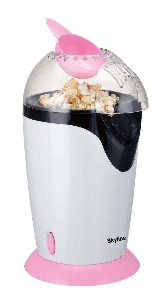 Skyline Electric Popcorn Maker , 1200W Hot Air Popcorn Popper with Measuring Spoon, BPA Free, Pink