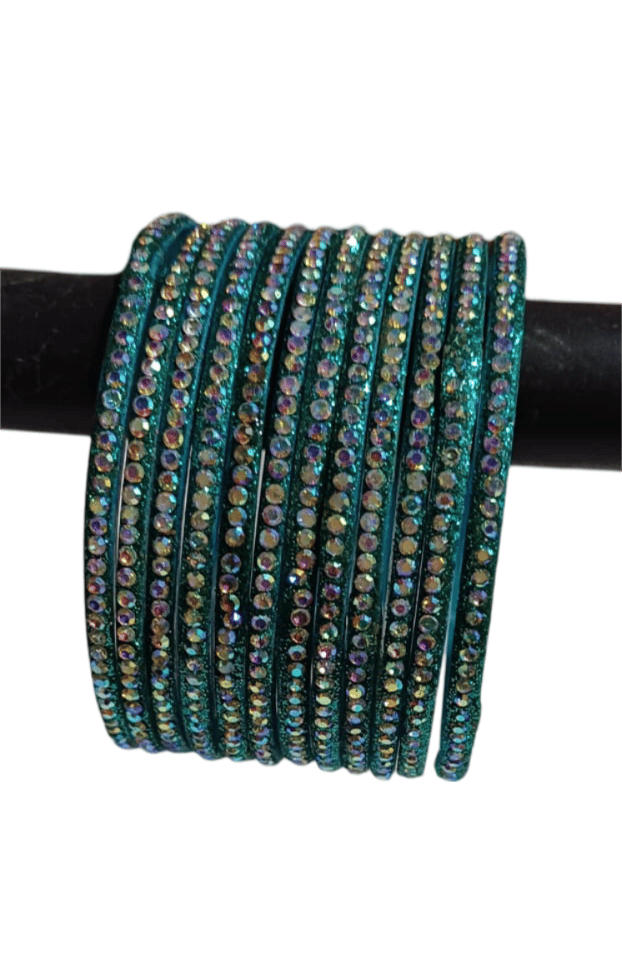 Stunning Teal Rhinestone Bangle Set