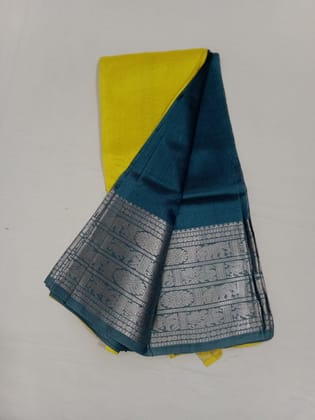 Blue Uppada Silk Saree With Golden Zari Border