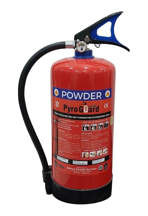 PYRO GUARD Fire Extinguisher ABC Powder Type Dry Chemical for Home | Office | Hospital with Wall Hanging Clip (ISI Marked, Certified, Approved) 6 KG, (Pack of 1)